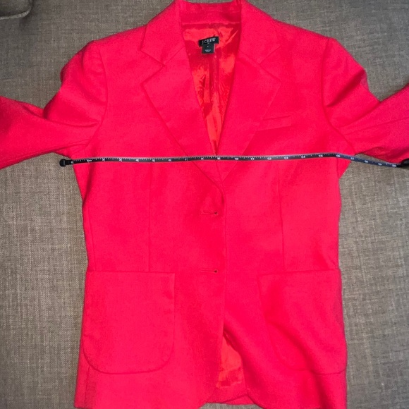 J.Crew Size 2 Red Suiting Two Button Jacket/Blazer with Leather Button - Picture 12 of 16
